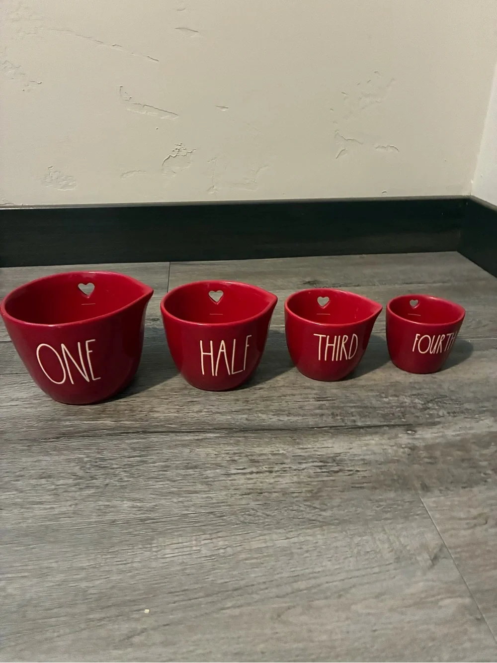 Rae Dunn red heart measuring cups